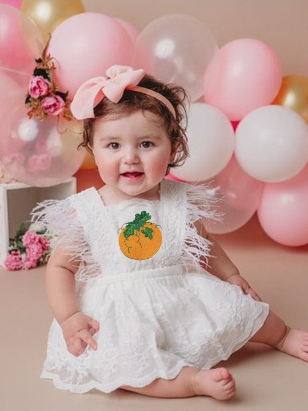 Pumpkin Dress Lace Birthday Outfit Thanksgiving Clothes Fall Dress romper
